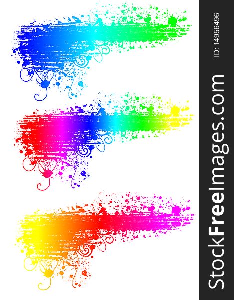 Grunge multi-colored banner with Splash of water colors on a white background
