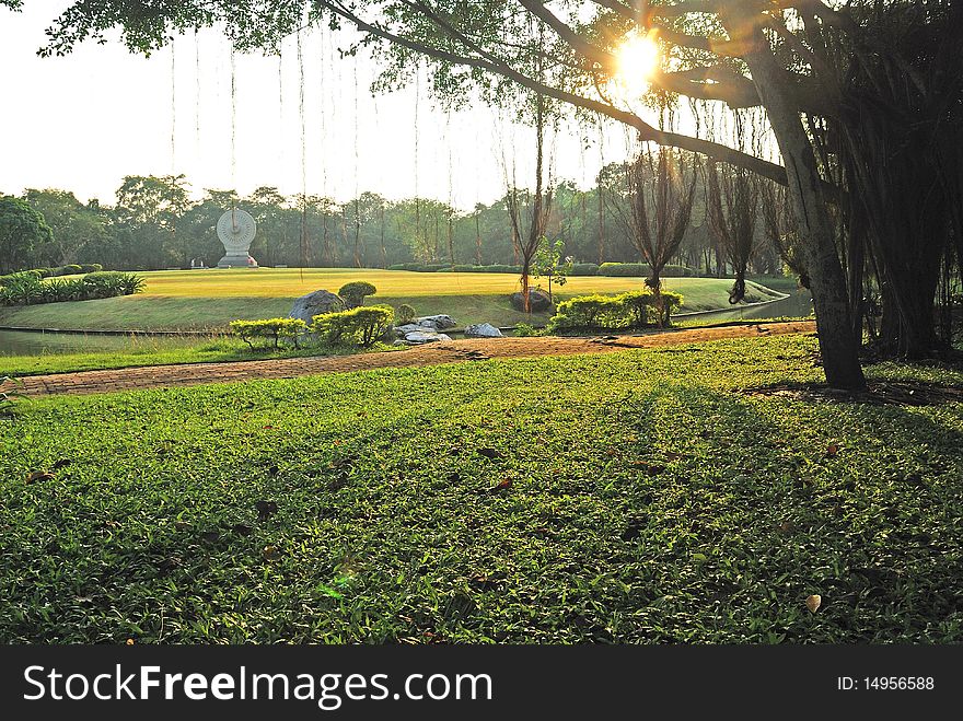 Freshy air at Buddism Garden in Thailand