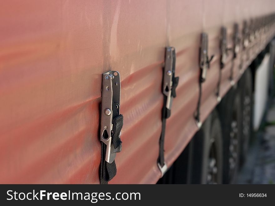 The truck standing in queue