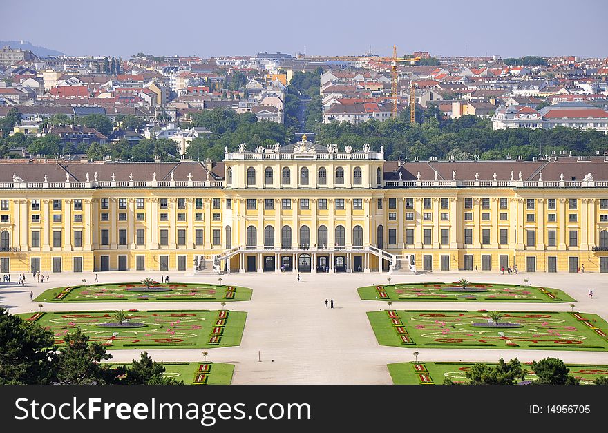 Schonbrunn Castle (Imperial Palace) in Vienna. Baroque masterpiece. Schonbrunn Castle (Imperial Palace) in Vienna. Baroque masterpiece.