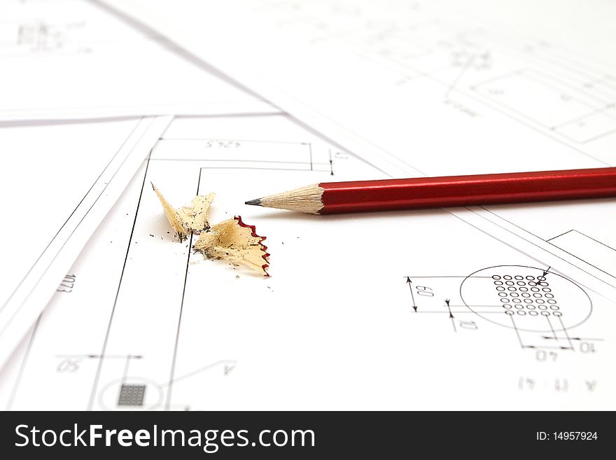 Pencil and blueprint