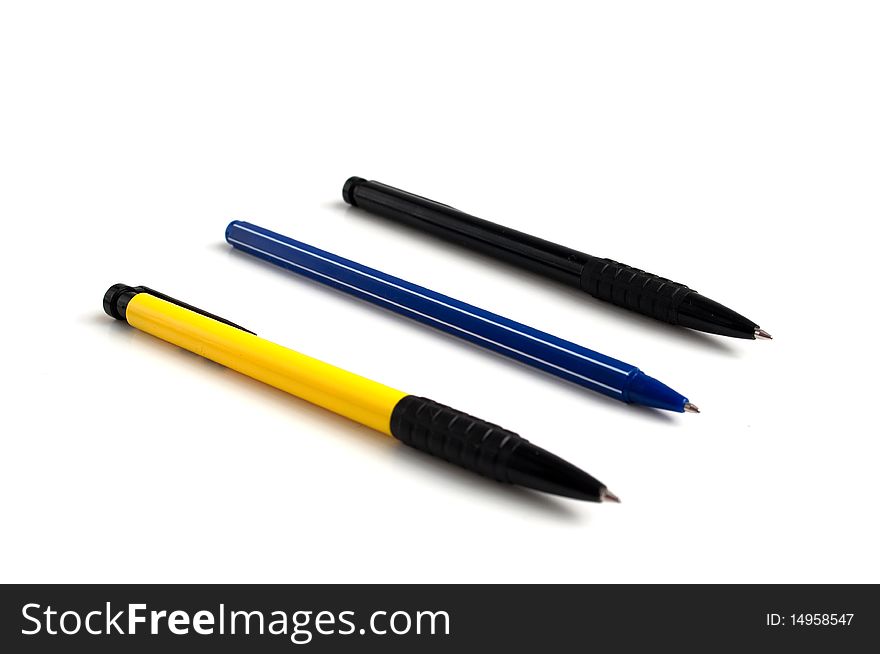 Stationery pen on a white background