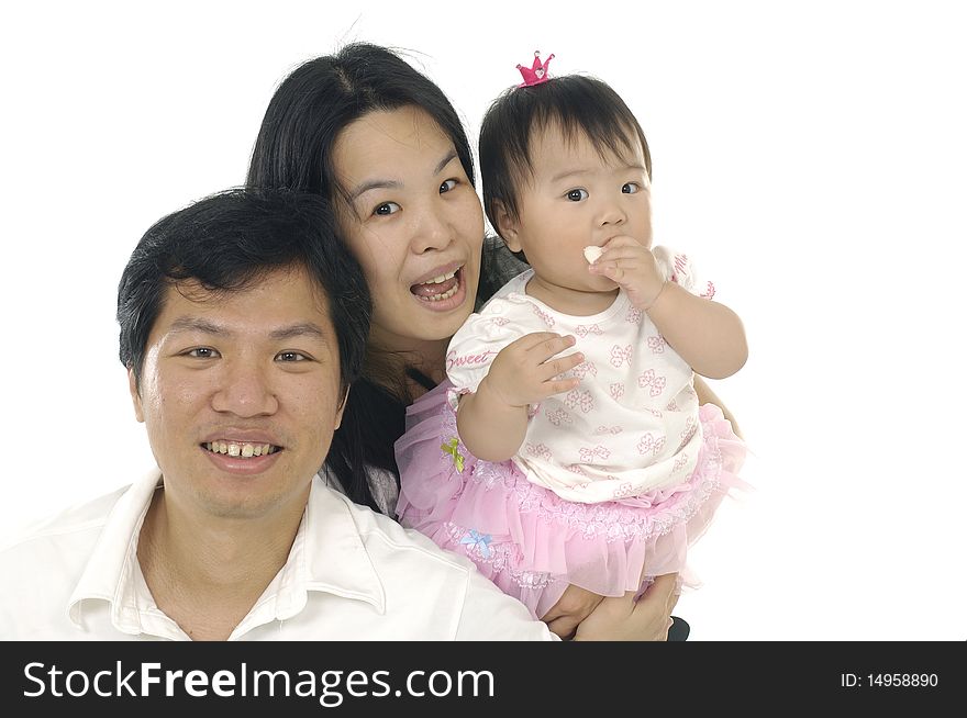 Isolated happy family on white. Isolated happy family on white