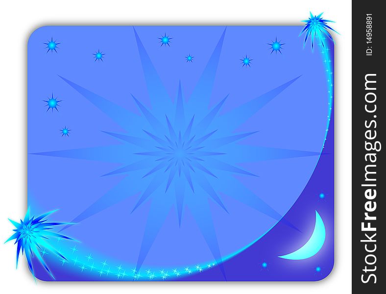 Blue starry picture frame. Vector illustration