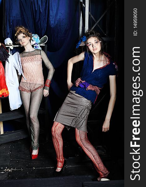 Fashion project, retro style.Models. Fashion project, retro style.Models