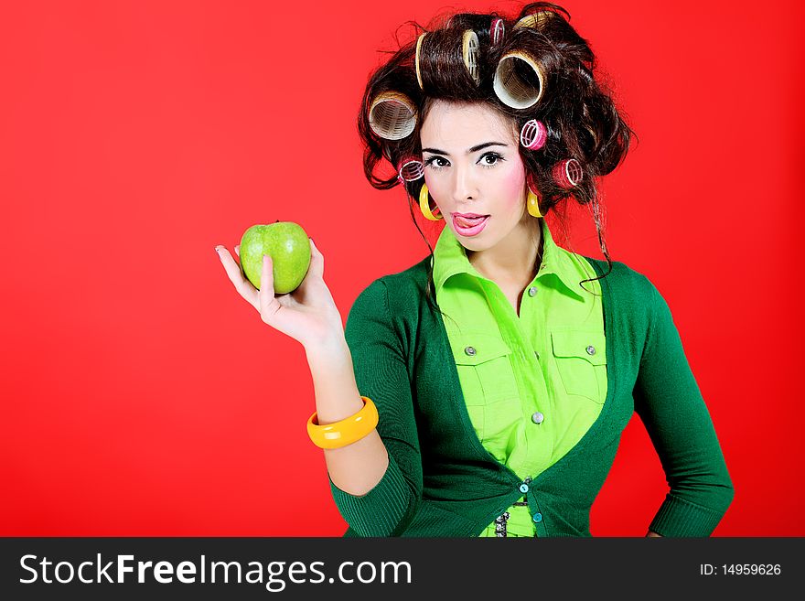 Pin-up with apple