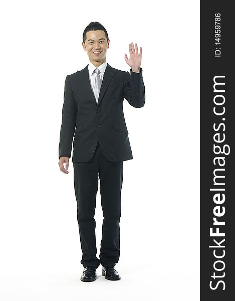 Image sloping of a man who greets with the hand. Image sloping of a man who greets with the hand