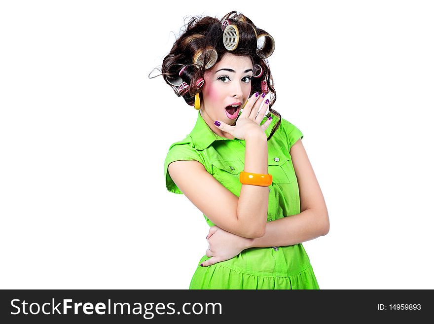 Shot of a funny woman housewife dressed in retro style. Shot of a funny woman housewife dressed in retro style.