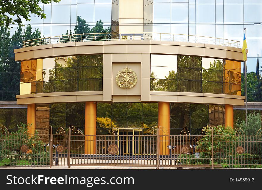 Detail of the central facade of a modern building. Detail of the central facade of a modern building