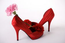 Red Shoes And Carnation Royalty Free Stock Photo Red Shoes And Carnation Royalty Free Stock Photo