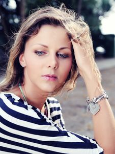 Young Pretty Woman Outdoors In Summer Day Stock Image Young Pretty Woman Outdoors In Summer Day Stock Image