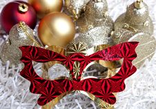 Christmas Decorations And Mask Royalty Free Stock Images Christmas Decorations And Mask Royalty Free Stock Images