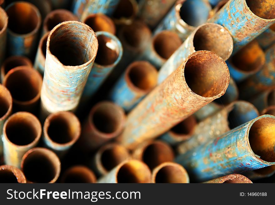 Rusty Metal Pipe In Construction Site. Rusty Metal Pipe In Construction Site