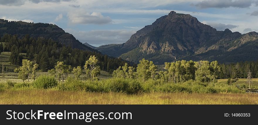 View of Absaroka range from Soda Butte Creek, Yellowstone NP. View of Absaroka range from Soda Butte Creek, Yellowstone NP