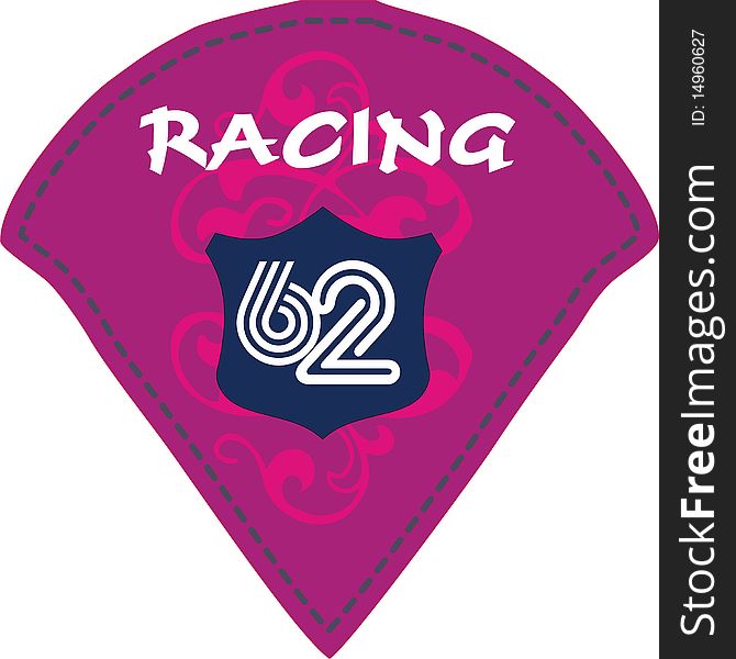 Race number 62 on the ground and pink text graphic design. Race number 62 on the ground and pink text graphic design