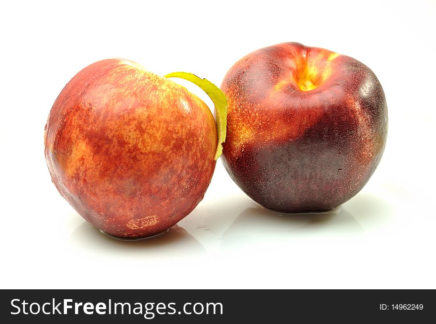 Ripe tasty peach on white background. isolated. Ripe tasty peach on white background. isolated.