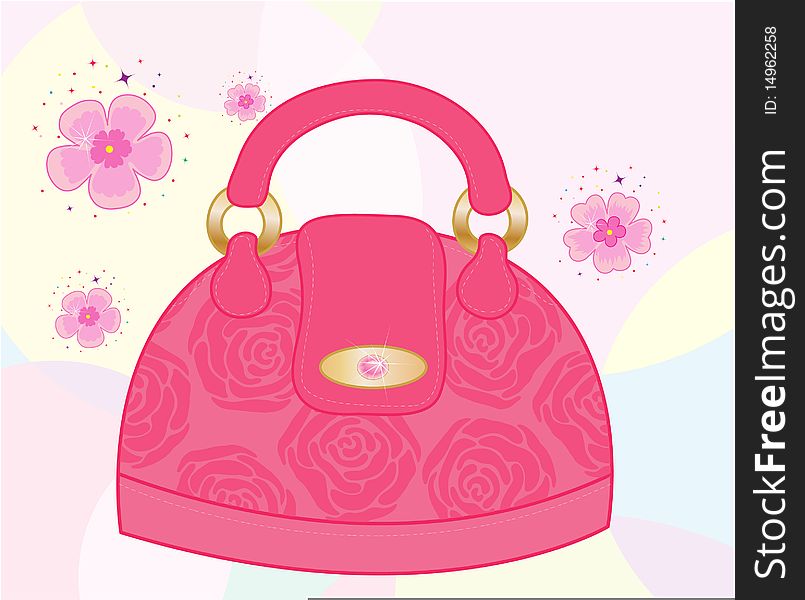 Female bag decorated with roses. Element  for design  illustration.
