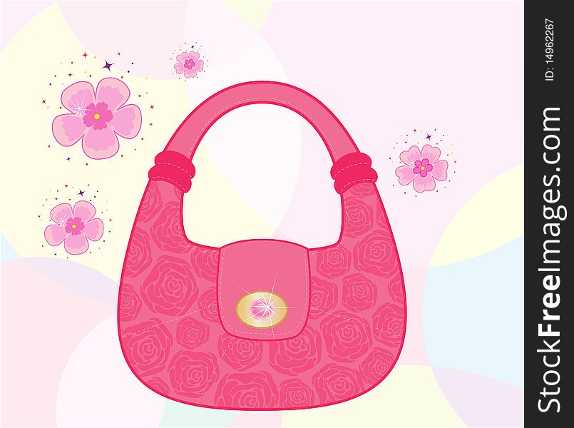 Female bag decorated with roses. Element for design illustration.