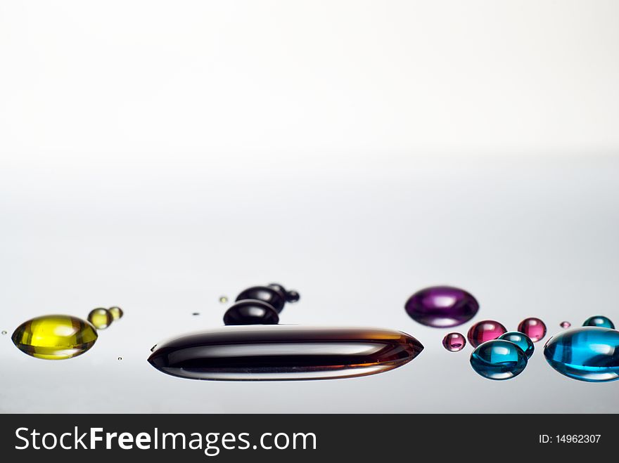 Colorful liquid drops