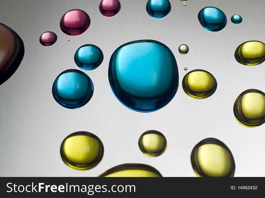 Close Up Of Colorful Liquid Drops