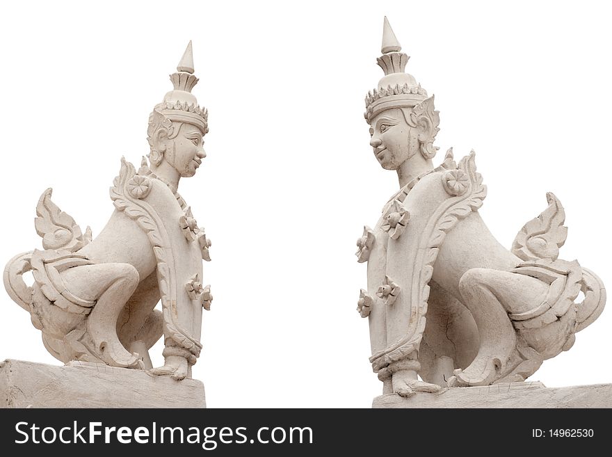 Sculpture Arts In Temple On White Background