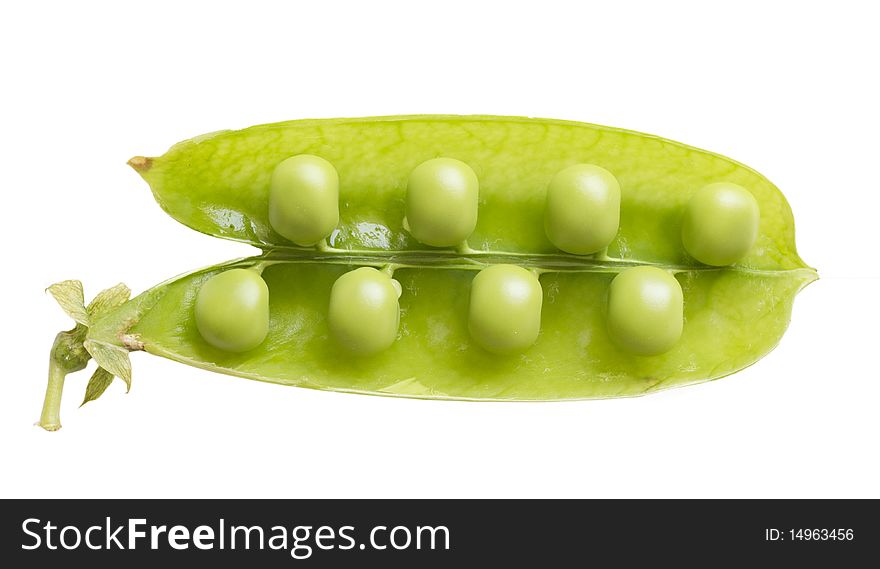 Peas balls in the shell isolated on white