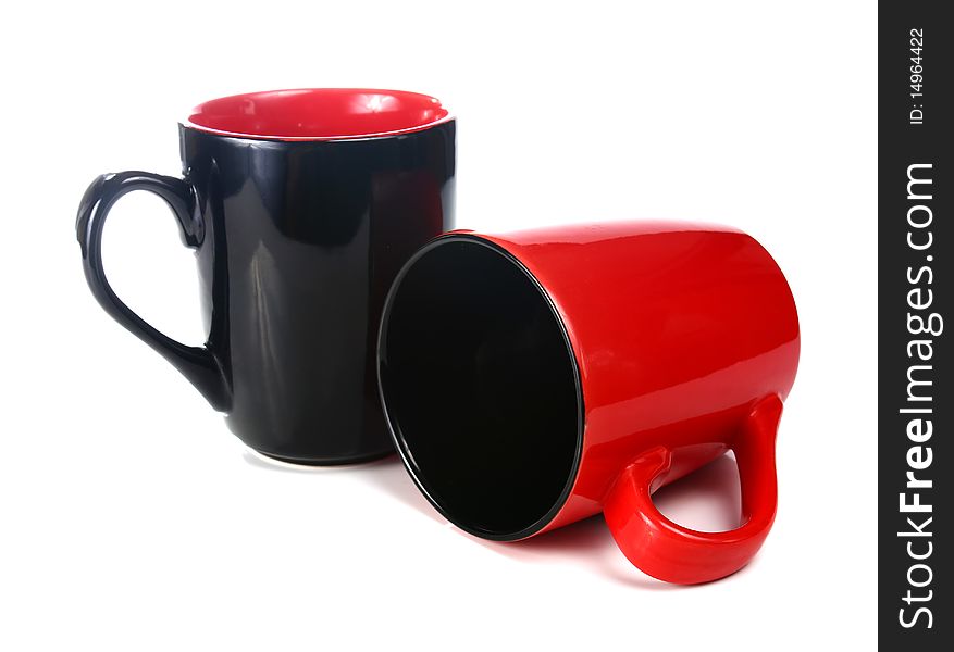 Black and red cup isolated on white background