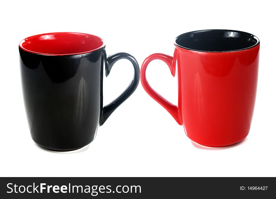 Black and red cup isolated on white background