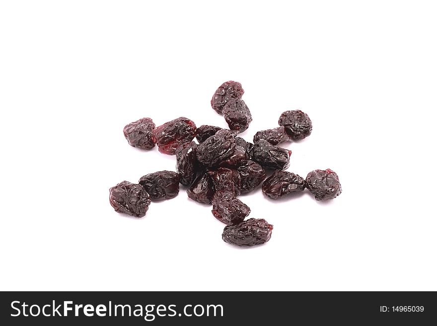 Some dried cherries isolated on white, like sea star or flower