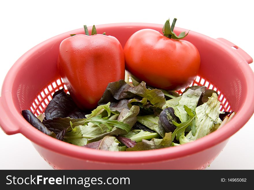 Fresh salad with paprikas and tomato