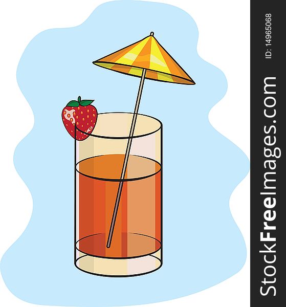 Summer strawberry coctail illustration for design