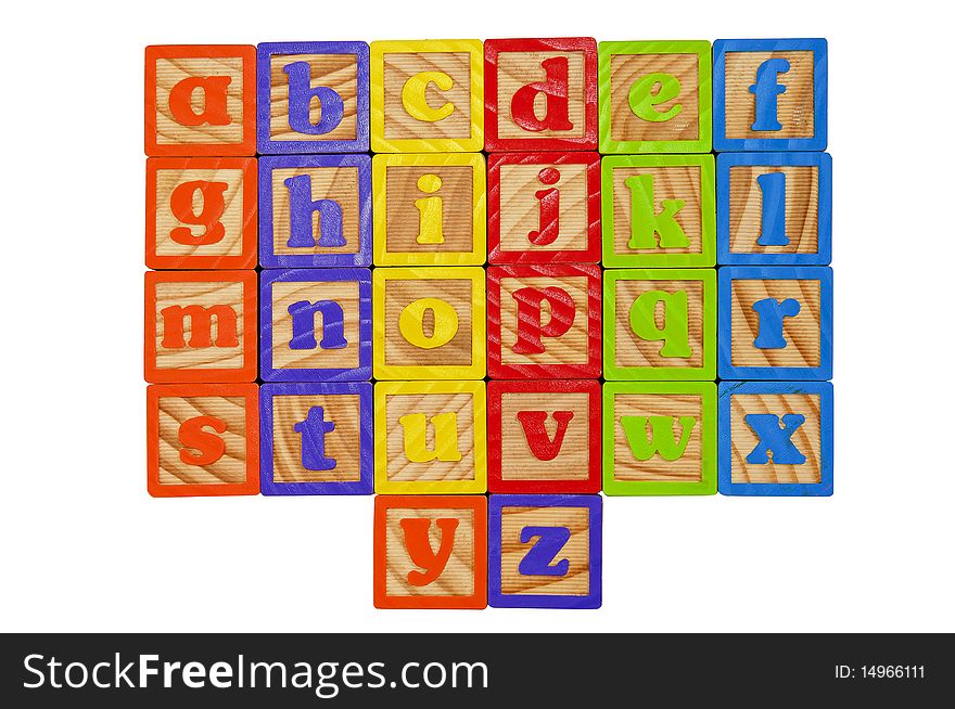 Childrens Alphabet Blocks of the whole alphabet in Lower case letters