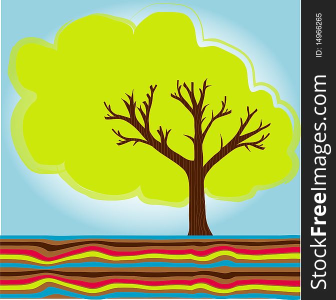 Cute summer tree against bright bold colors, with plenty of room for your text!