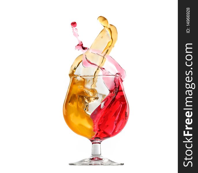 Glass with a drink on a white background. Glass with a drink on a white background