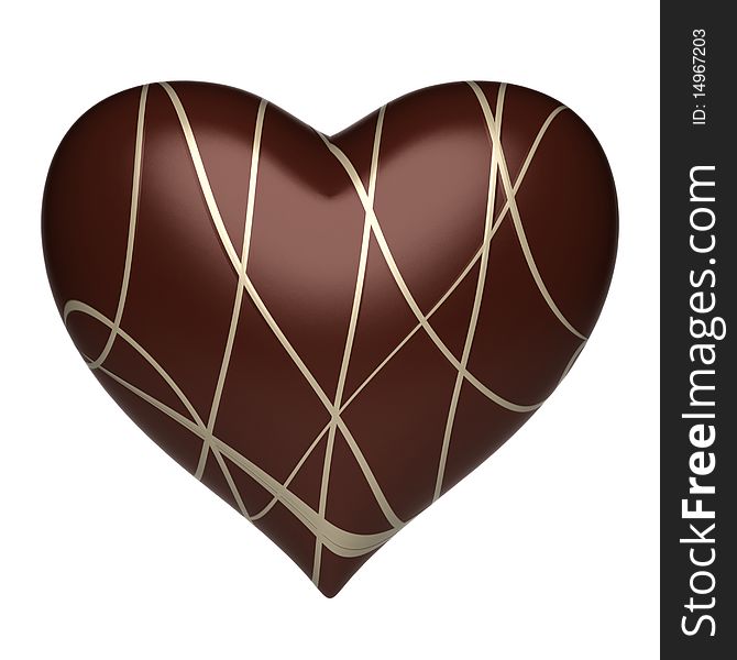 Chocolate heart on a white background. Chocolate heart on a white background