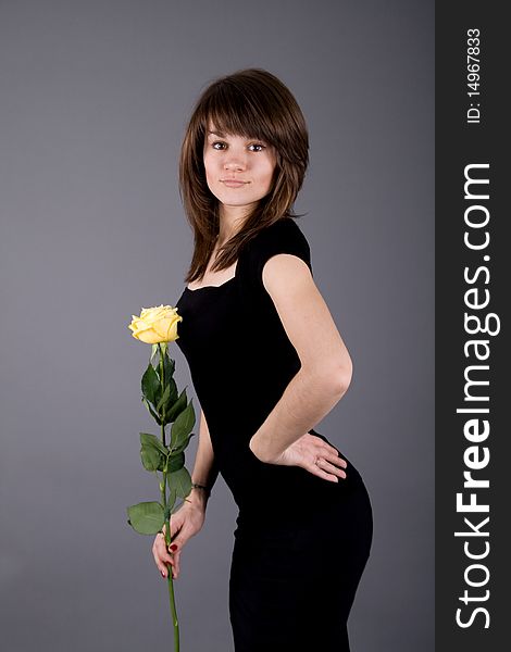 Beautiful girl with yellow rose. Beautiful girl with yellow rose