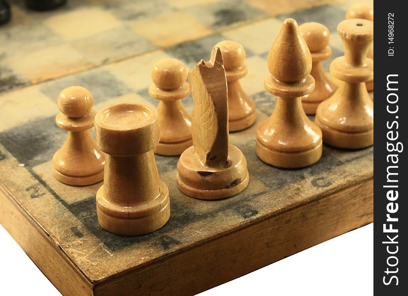 Left flank of the wooden chess board. Left flank of the wooden chess board