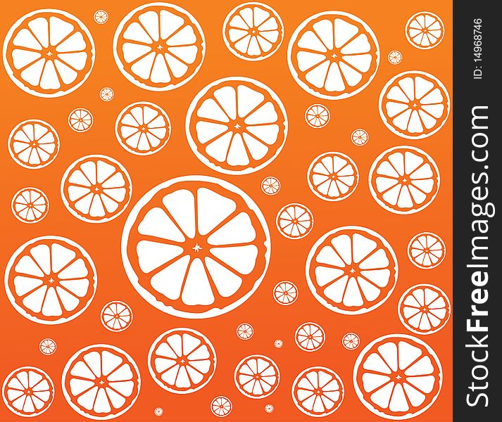 Flying orange slices on orange background. Flying orange slices on orange background