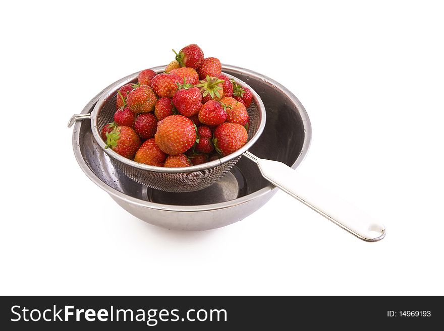 Strawberries in a colander