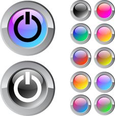 Power Multicolor Round Button. Royalty Free Stock Photography