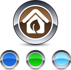 Green Home Round Button. Royalty Free Stock Image