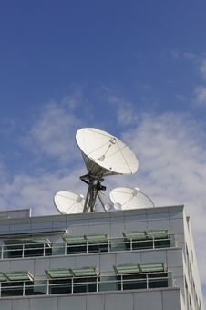 Satellite Dishes On A Roof Royalty Free Stock Photography Satellite Dishes On A Roof Royalty Free Stock Photography