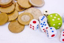 Dices And Coins Stock Images Dices And Coins Stock Images