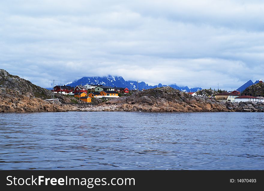 A village on Lofoten Islands in north Norway. A village on Lofoten Islands in north Norway