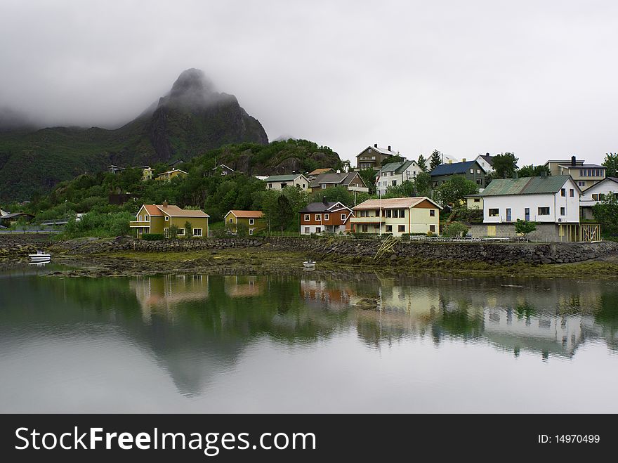 The Norwegian village on Lofoten Islands. The Norwegian village on Lofoten Islands