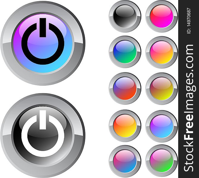 Power multicolor glossy round web buttons. Power multicolor glossy round web buttons.