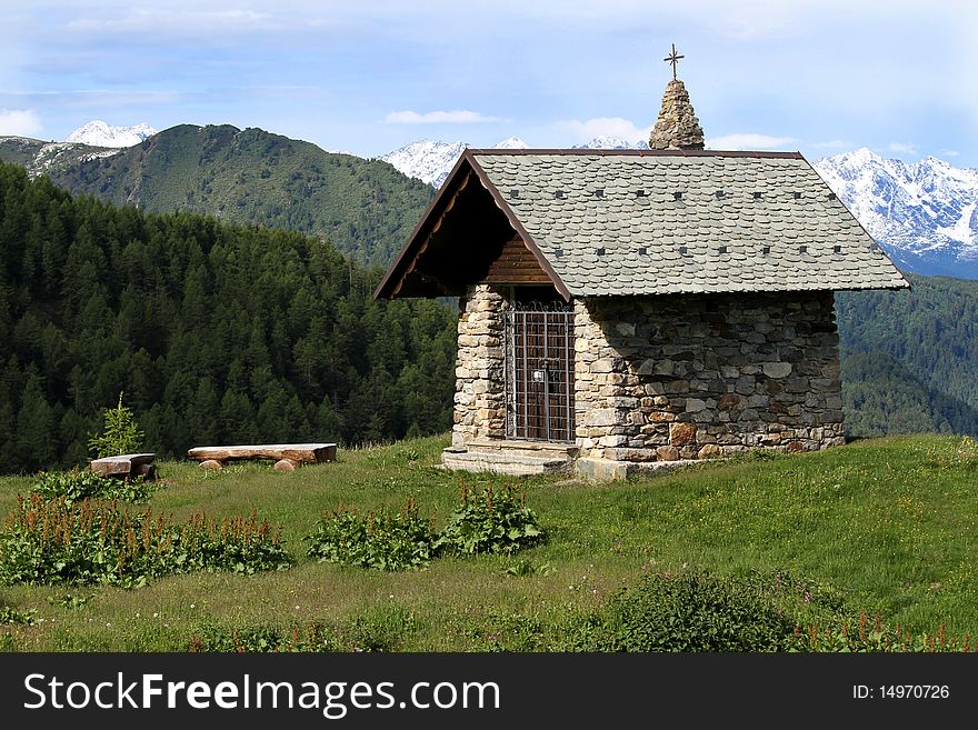 A little church in the italian alps, near the Mortirolo pass. A little church in the italian alps, near the Mortirolo pass