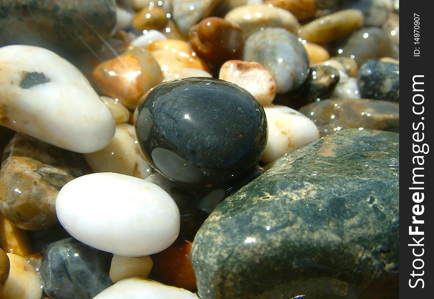 Shiny Pebbles On The Cornish Shores