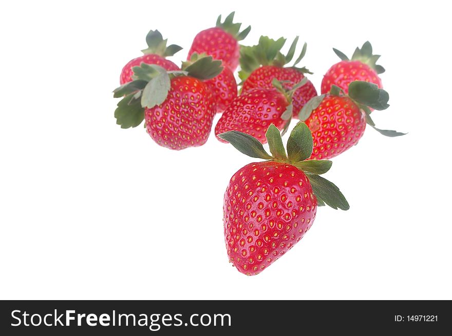 Pile of bright red ripe clean strawberries