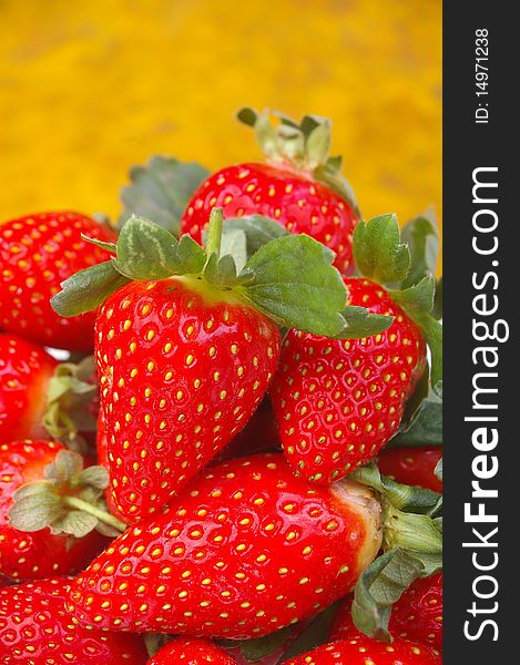 Pile of bright red ripe clean strawberries